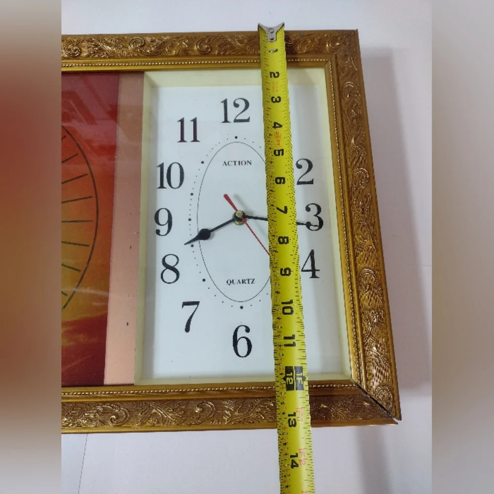 Saint Diego & Virgen Of Guadalupe Vintage Ativa Gold Framed Spiritual Wall Clock